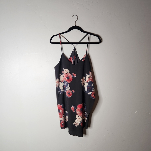Free People Intimitaly Cascades Dress Strappy Slip Black Floral Size Medium - Picture 2 of 5